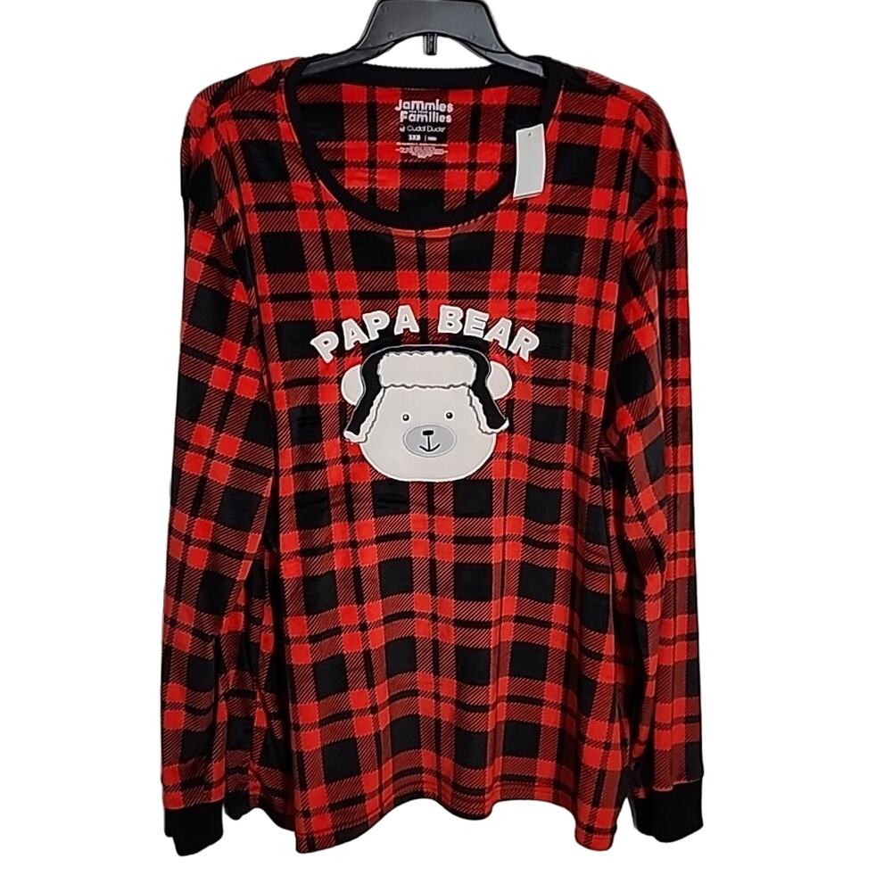 Cuddl Duds Jammies for Families Buffalo Plaid Papa Bear Top, NWT, 3XB